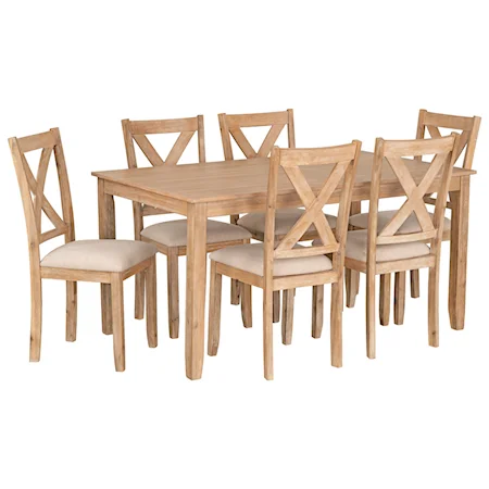 Rustic 7-Piece Dining Set with X-Back Chairs